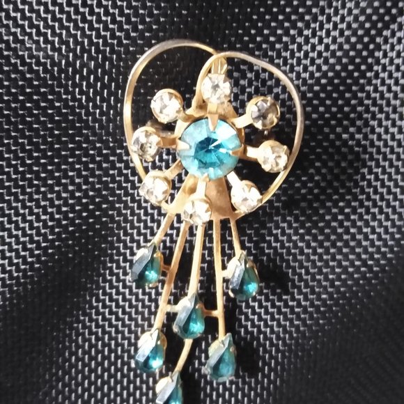 Vintage Blue And Gold Decorative Brooch Pin - Picture 12 of 13